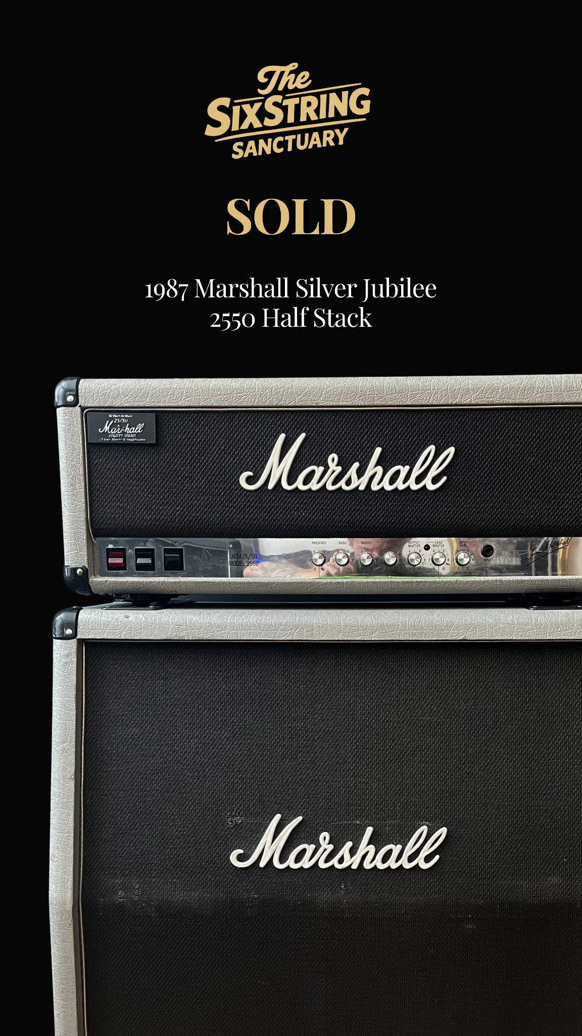 Sold 1987 Marshall Silver Jubilee 2550 half stack